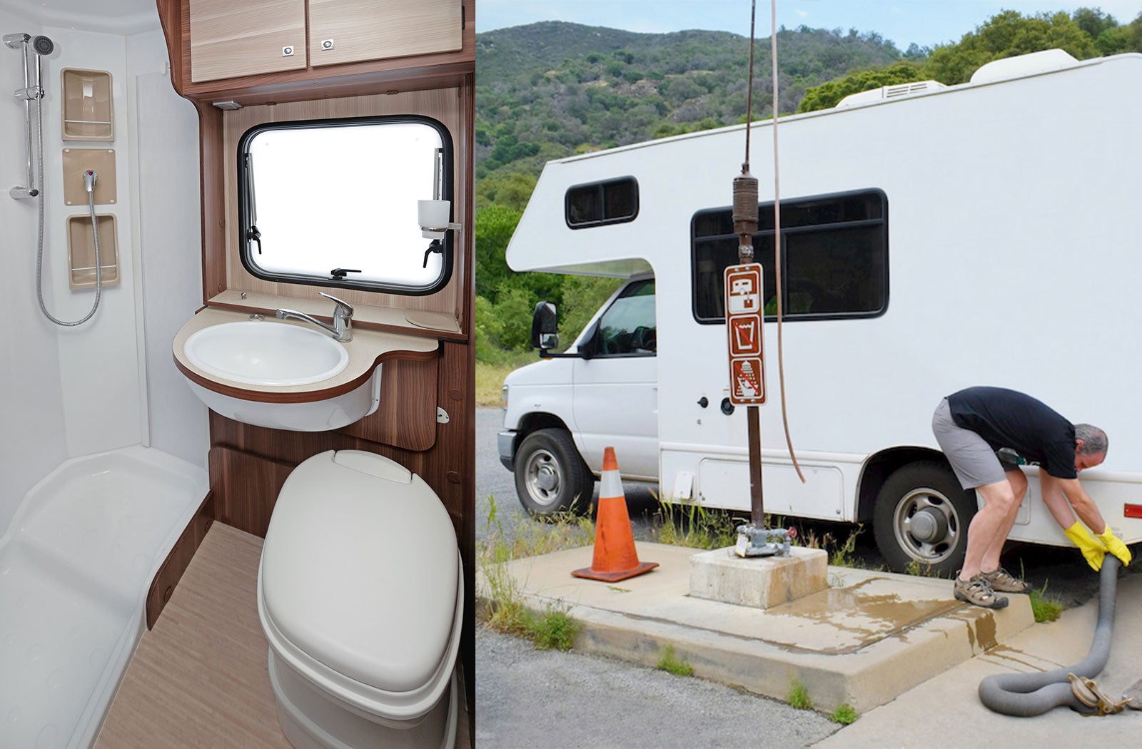 Portable RV/camper toilet and holding tank setup in Jackson, Michigan